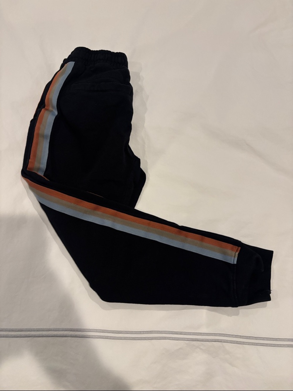 Kids Munster Black Jogger Pants with Blue and Brown Side Stripe